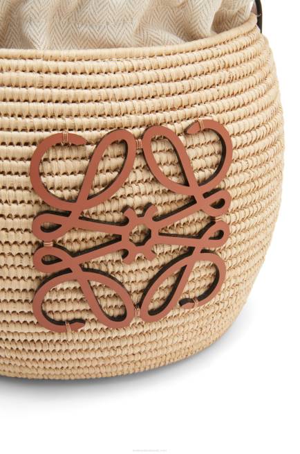 Natural/Tan Beehive Basket bag in raffia and calfskin Loewe 84PR35 Women