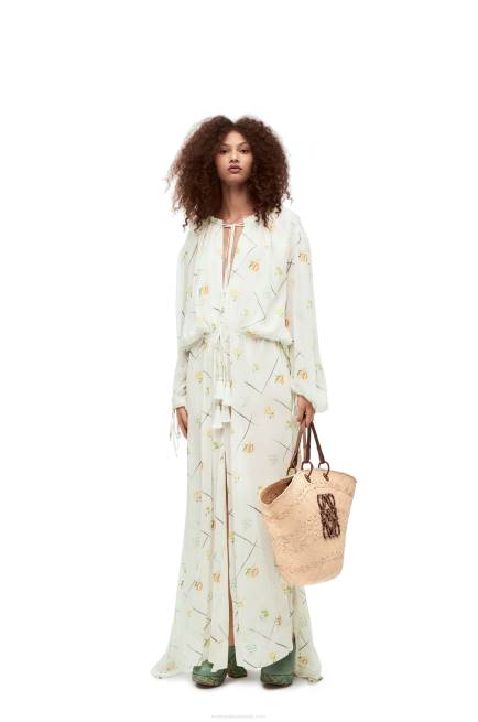 Natural/Tan Large Anagram Basket bag in iraca palm and calfskin Loewe 84PR17 Women