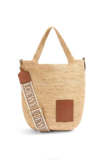 Natural/Tan Mini Slit bag in raffia and calfskin Loewe 84PR10 Women