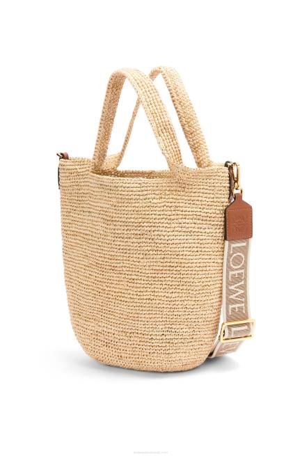 Natural/Tan Mini Slit bag in raffia and calfskin Loewe 84PR10 Women