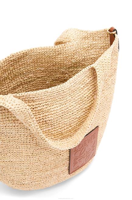 Natural/Tan Mini Slit bag in raffia and calfskin Loewe 84PR10 Women