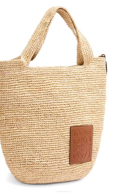 Natural/Tan Mini Slit bag in raffia and calfskin Loewe 84PR10 Women