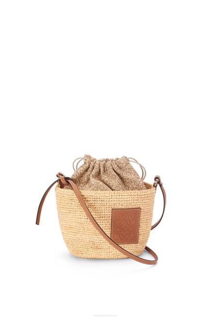 Natural/Tan Pochette bag in raffia, Anagram jacquard and calfskin Loewe 84PR36 Women