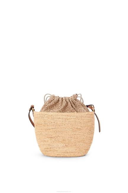 Natural/Tan Pochette bag in raffia, Anagram jacquard and calfskin Loewe 84PR36 Women