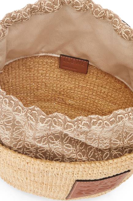 Natural/Tan Pochette bag in raffia, Anagram jacquard and calfskin Loewe 84PR36 Women