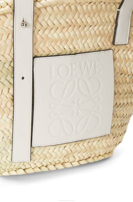 Natural/White Basket bag in palm leaf and calfskin Loewe 84PR49 Women