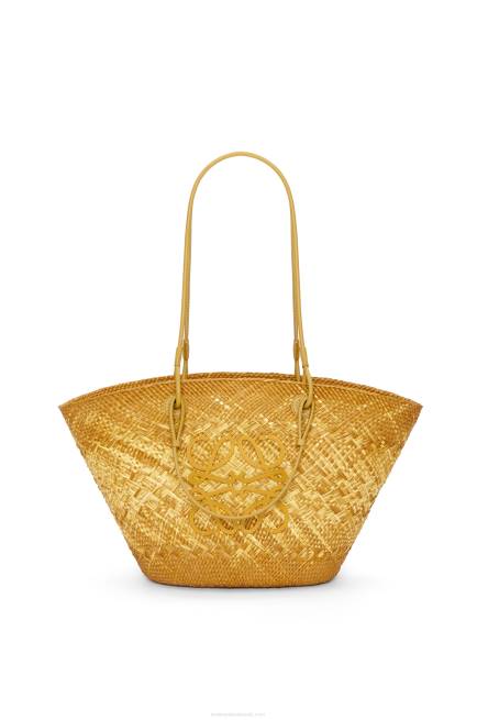Ochre Anagram basket bag in iraca palm and calfskin Loewe 84PR7 Women
