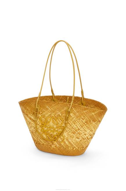 Ochre Anagram basket bag in iraca palm and calfskin Loewe 84PR7 Women