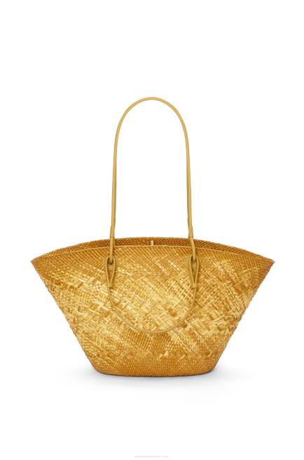Ochre Anagram basket bag in iraca palm and calfskin Loewe 84PR7 Women