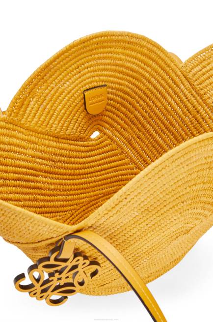 Ochre Petal basket bag in raffia and calfskin Loewe 84PR40 Women