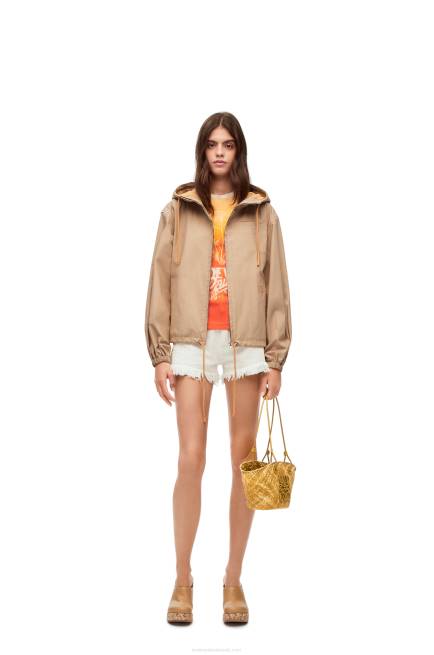 Ochre Small Anagram basket bag in iraca palm and calfskin Loewe 84PR8 Women