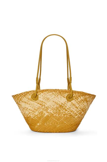 Ochre Small Anagram basket bag in iraca palm and calfskin Loewe 84PR8 Women