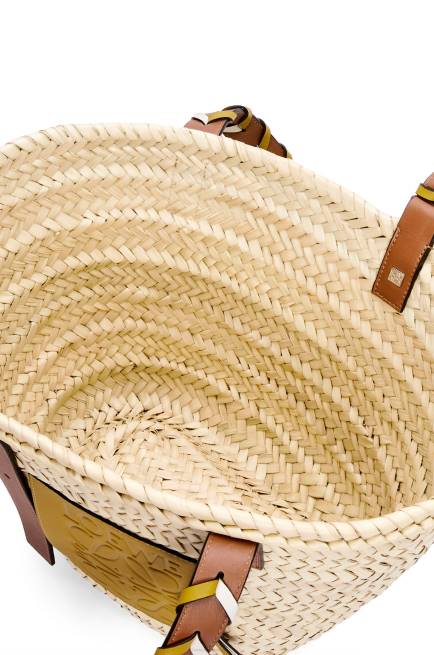 Ochre/Tan Basket bag in palm leaf with a braided handle in calfskin Loewe 84PR6 Women