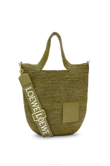 Olive Mini Slit bag in raffia and calfskin Loewe 84PR9 Women