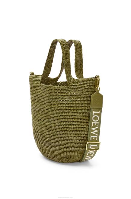 Olive Mini Slit bag in raffia and calfskin Loewe 84PR9 Women
