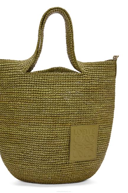 Olive Mini Slit bag in raffia and calfskin Loewe 84PR9 Women