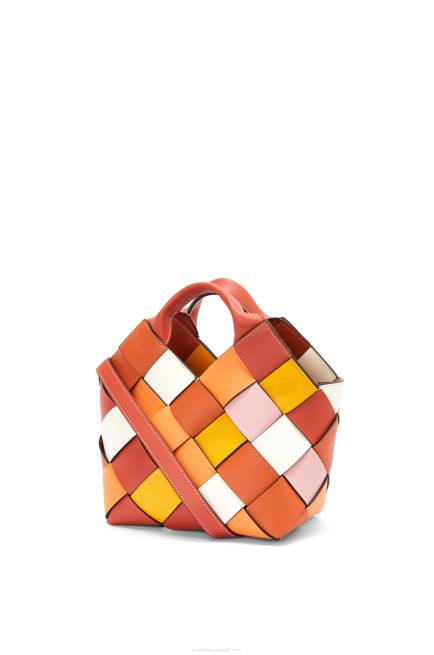 Orange Small Surplus Leather Woven basket bag in calfskin Loewe 84PR102 Women