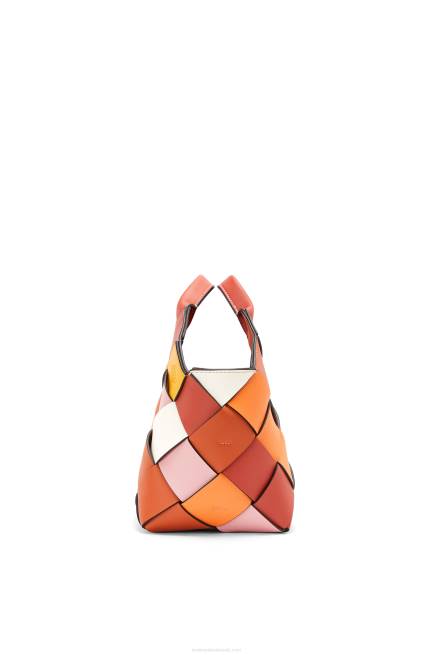 Orange Small Surplus Leather Woven basket bag in calfskin Loewe 84PR102 Women