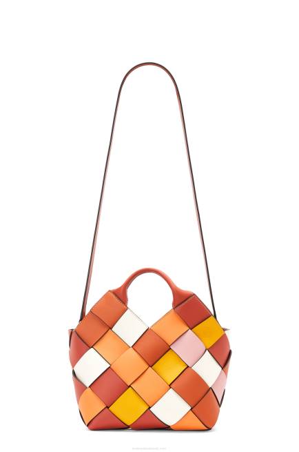 Orange Small Surplus Leather Woven basket bag in calfskin Loewe 84PR102 Women