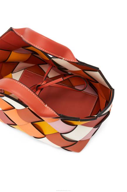 Orange Small Surplus Leather Woven basket bag in calfskin Loewe 84PR102 Women