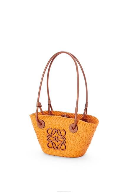 Orange/Tan Mini Anagram Basket bag in iraca palm and calfskin Loewe 84PR97 Women