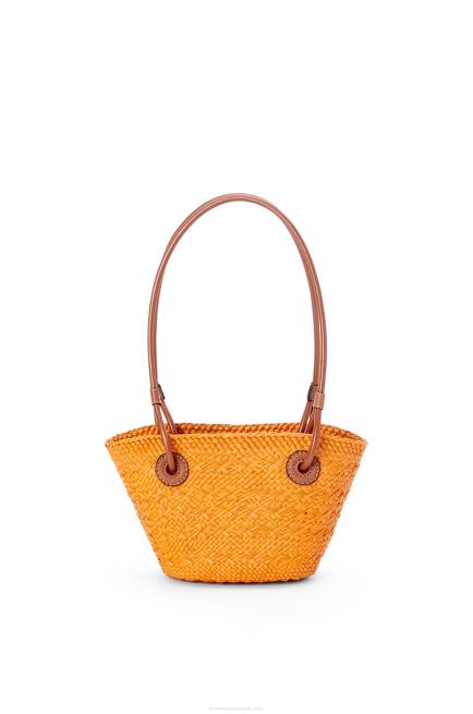 Orange/Tan Mini Anagram Basket bag in iraca palm and calfskin Loewe 84PR97 Women
