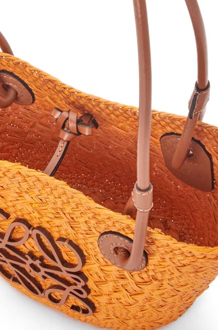 Orange/Tan Mini Anagram Basket bag in iraca palm and calfskin Loewe 84PR97 Women
