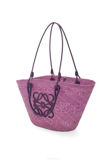 Purple Anagram Basket bag in iraca palm and calfskin Loewe 84PR83 Women