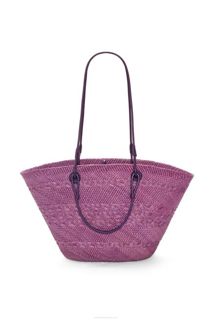 Purple Anagram Basket bag in iraca palm and calfskin Loewe 84PR83 Women