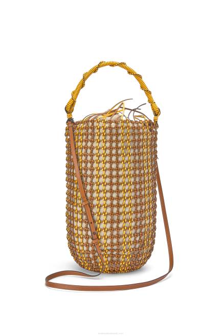 Tan/Yellow Bucket Mesh bag in calfskin Loewe 84PR183 Women
