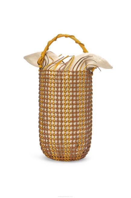 Tan/Yellow Bucket Mesh bag in calfskin Loewe 84PR183 Women