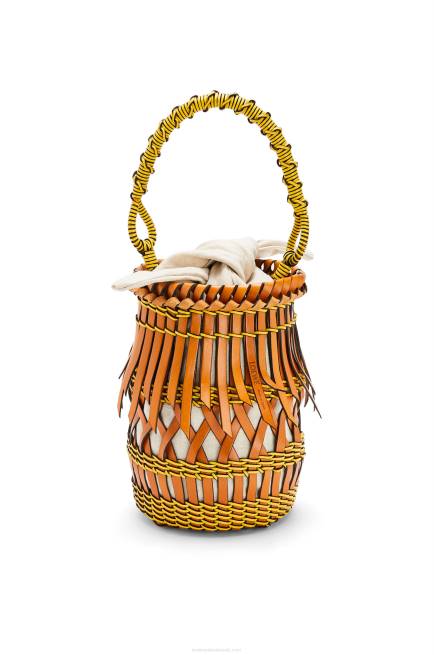 Tan/Yellow Fringes Bucket bag in calfskin Loewe 84PR186 Women