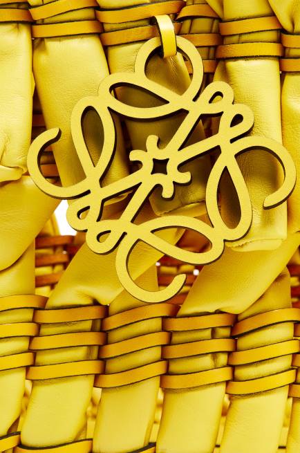 Yellow Small Tubular Basket in nappa lambskin Loewe 84PR92 Women