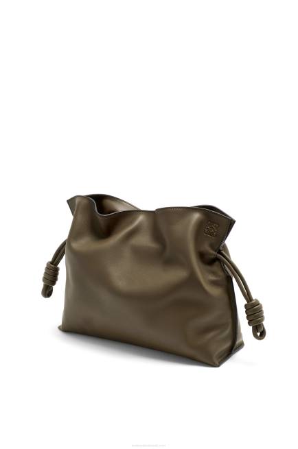 Dark Khaki Green Flamenco clutch in nappa calfskin Loewe 84PR359 Women