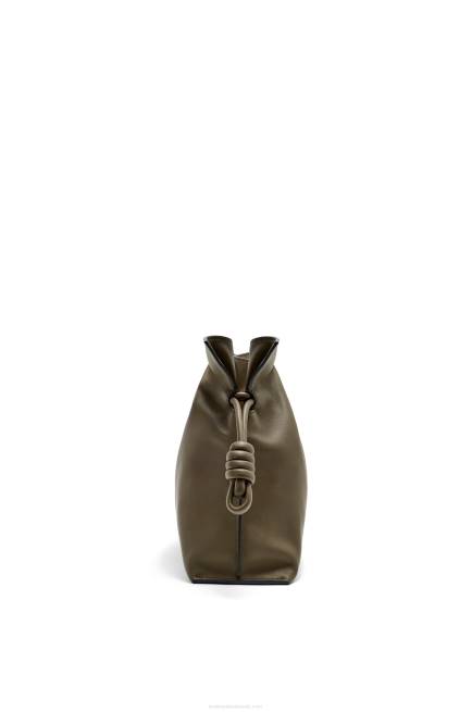 Dark Khaki Green Flamenco clutch in nappa calfskin Loewe 84PR359 Women