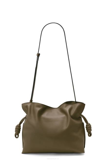 Dark Khaki Green Flamenco clutch in nappa calfskin Loewe 84PR359 Women