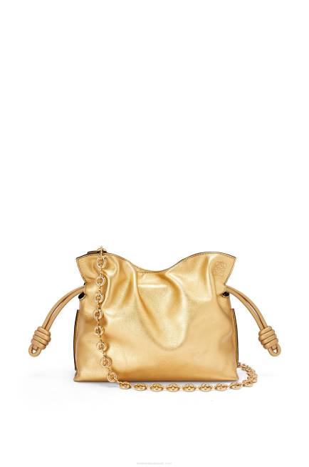 Gold Mini Flamenco clutch in nappa calfskin with chain Loewe 84PR333 Women