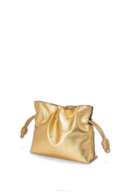 Gold Mini Flamenco clutch in nappa calfskin with chain Loewe 84PR333 Women