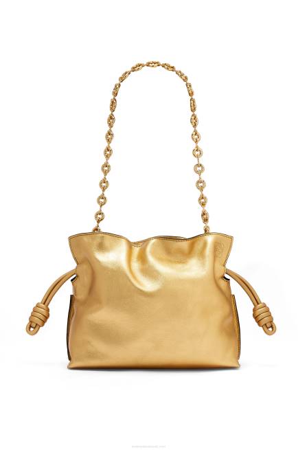 Gold Mini Flamenco clutch in nappa calfskin with chain Loewe 84PR333 Women