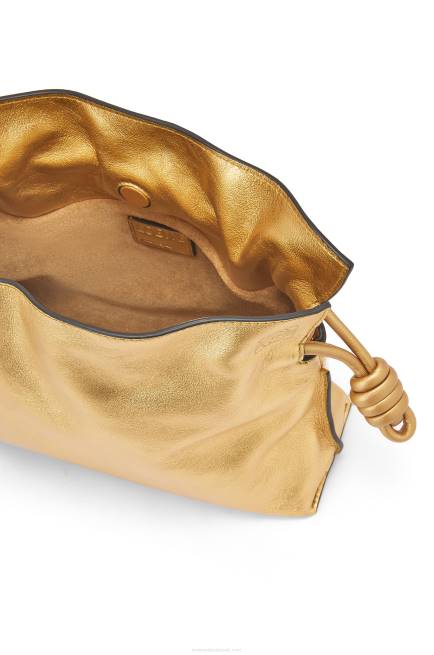 Gold Mini Flamenco clutch in nappa calfskin with chain Loewe 84PR333 Women
