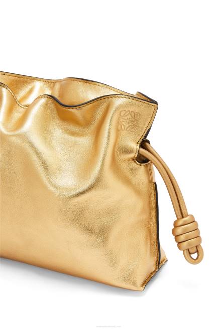 Gold Mini Flamenco clutch in nappa calfskin with chain Loewe 84PR333 Women
