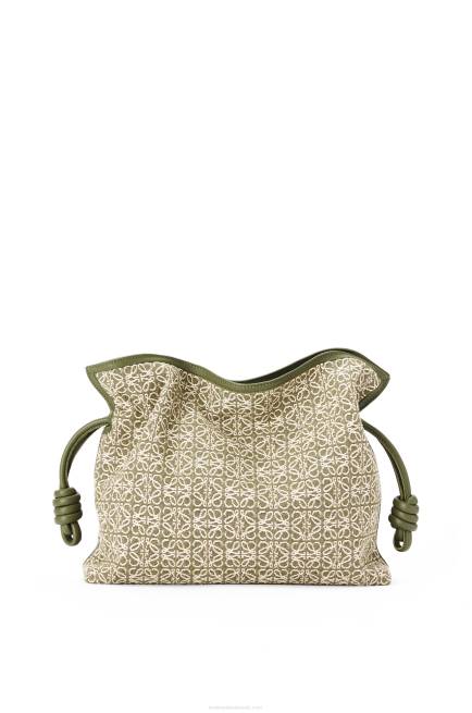 Green/Avocado Green Flamenco clutch in Anagram jacquard and calfskin Loewe 84PR607 Women