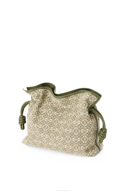 Green/Avocado Green Flamenco clutch in Anagram jacquard and calfskin Loewe 84PR607 Women