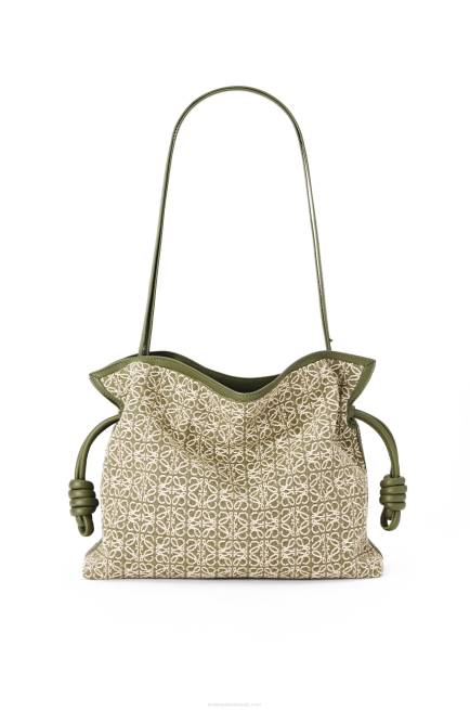 Green/Avocado Green Flamenco clutch in Anagram jacquard and calfskin Loewe 84PR607 Women