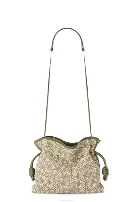Green/Avocado Green Flamenco clutch in Anagram jacquard and calfskin Loewe 84PR607 Women