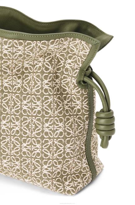 Green/Avocado Green Flamenco clutch in Anagram jacquard and calfskin Loewe 84PR607 Women