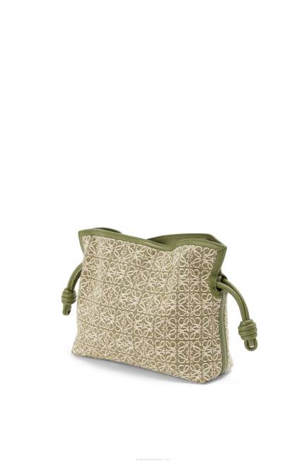 Green/Avocado Green Mini Flamenco clutch in Anagram jacquard and calfskin Loewe 84PR291 Women