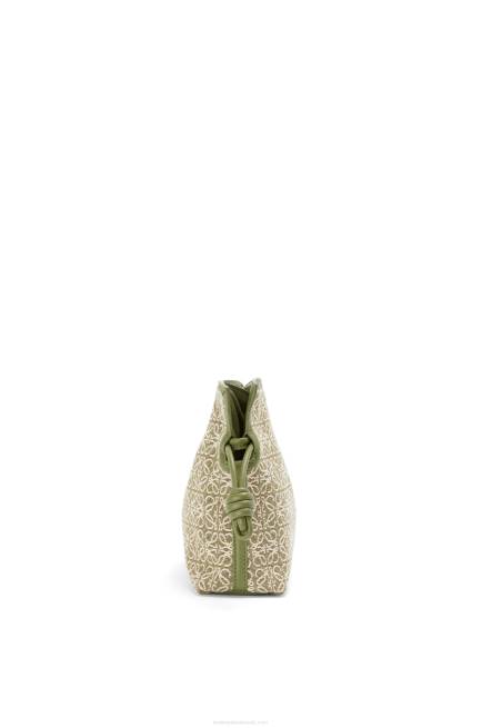 Green/Avocado Green Mini Flamenco clutch in Anagram jacquard and calfskin Loewe 84PR291 Women