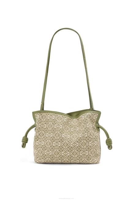 Green/Avocado Green Mini Flamenco clutch in Anagram jacquard and calfskin Loewe 84PR291 Women