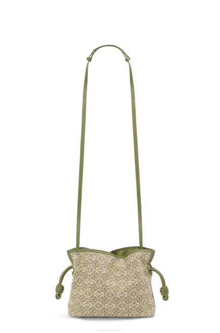 Green/Avocado Green Mini Flamenco clutch in Anagram jacquard and calfskin Loewe 84PR291 Women